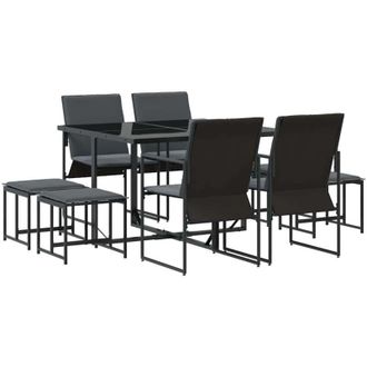 vidaXL Conjunto De Comedor De Jard&iacute;n 9 Pcs Negro Acero Vidaxl