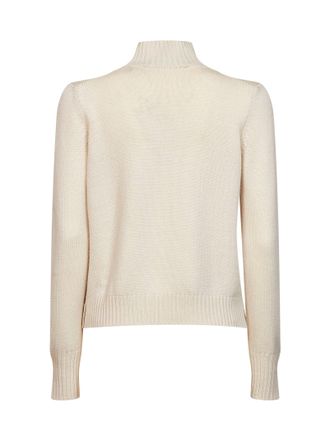 Blanca Vita Ribbed Mock-Neck Virgin Wool Sweater - Beige