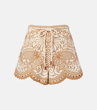 Zimmermann Como embroidered cotton shorts