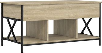vidaXL Mesa De Centro Madera Ingenier&iacute;a Metal Roble Sonoma 100x55x50cm Vidaxl