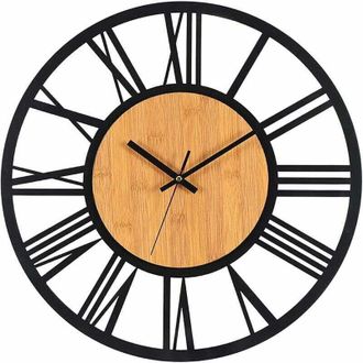 OEM Reloj De Pared De Metal Y Madera De 40 Cm, Silencioso, Sin Tictac, Para Sala De Estar, Dormitorio, Cocina, Oficina, Decoraci&oacute;n Del Hogar, Gran Reloj D