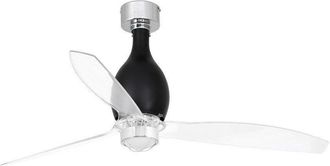 Netlighting MiniEterfan LED Shiny Black Transparent Ceiling Fan with DC Motor 3000K
