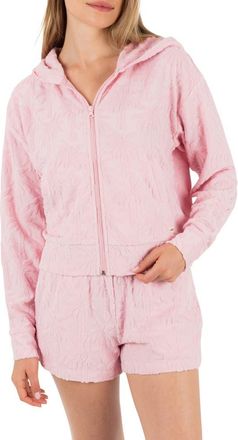 Hurley Castaway Palms Full Zip Crop Hoodie in Sunrise Pink at Nordstrom, Size X-Large