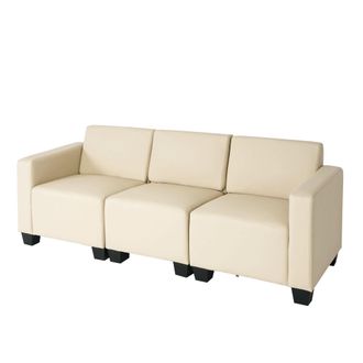 Hhg Sof&aacute; Modular 3 Plazas Lyon, Polipiel, Crema