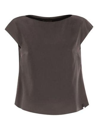 Herno boat-neck blouse - women - Acetate/Viscose/Cotton/Polyester - 40 - Brown