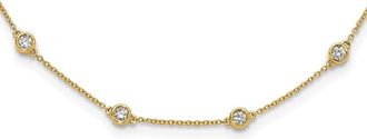 Diamond2Deal 14k Yellow Gold 1 Ct Lab Grown Diamond Sixteen Station Necklace 16 Clarity VS, Color D-E