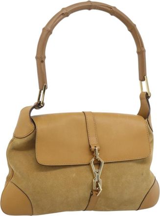 Gucci Bamboo Jackie Suede Beige Suede Handbag (Pre-Owned)
