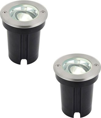 Loops 2 PACK Stainless Steel IP67 Ground Light - 6W Cool White LED - Tilting Head