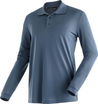 Maier Sports Langarm-Poloshirt MAIER SPORTS Ulrich L/S, Herren, Gr. 4XL, blau (jeansblau), 100% Polyester, Shirts Langarm-Poloshirt, Herren Polo langarm, leichtes 