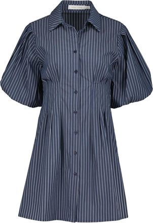 Bishop + Young Womens Jacqueline Bubble Sleeve Dress In Indigo Stripe