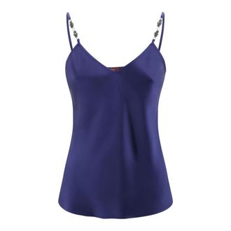 Max Mara Dames, Tops, Blauw, Maat: M Satijn