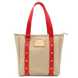 Louis Vuitton Antigua Beige Red Color Canvas Shoulder Bag Tote Bag (Pre-Owned)