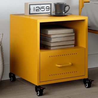 vidaXL Comodino Giallo Senape 36x39x43,5 Cm In Acciaio - Vidaxl