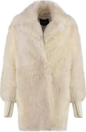 Fabiana Filippi Lamsvel & Gebreid Jasje - Dames - Jassen - Beige - S - Jassen
