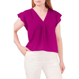 Chaus Print Flutter Sleeve Blouse in Plum Tart at Nordstrom, Size Medium