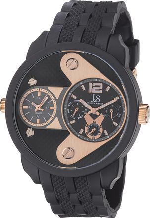 Joshua & Sons Multi-Function Black Dial Black Silicone Mens Watch JS52RG