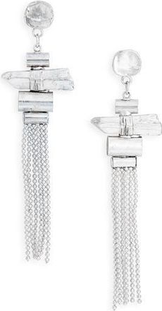 Karine Sultan Geometric Tassel Drop Earrings in Silver at Nordstrom Rack