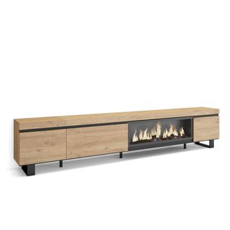 Skraut Home Skraut Home - Mueble Tv, Televisi&oacute;n, Muebles De Sal&oacute;n, Almacenaje, 288x57x35 Cm, Para Tv Gran Formato, Chimenea El&eacute;ctrica Xxl, Dise&ntilde;o Industrial, Esti