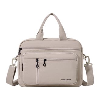 Generic Men Women Nylon Laptop Bag Large Capacity Briefcase for Office College (Beige)