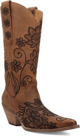 Dingo Swing Floral Embroidery Western Boot in Brown at Nordstrom, Size 6.5