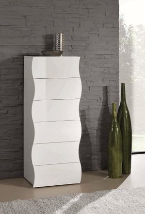 Dmora Dmora Cajonera Con 6 Cajones, Made In Italy, Dise&ntilde;o Moderno, Semanal Para Dormitorio, 50x40h122 Cm, Color Blanco Brillante, Con Embalaje Reforzado