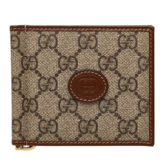 Gucci Gg Supreme Beige Brown Pvc Leather Money Clip (Pre-Owned)
