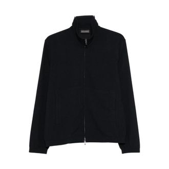 Emporio Armani Zip-throughs, male, Black, Size: 2XL Capsule Sweater