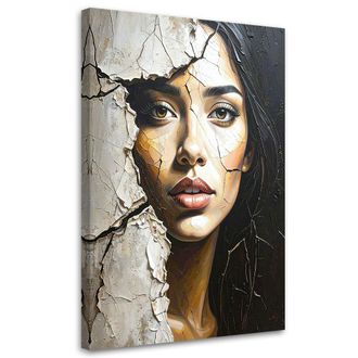 Feeby Cuadro En Lienzo Rostro De Mujer Hormig&oacute;n Glamour 70x100