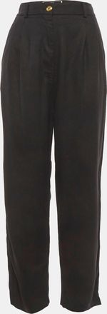 Elisabetta Franchi Black Gabardine Pleated Trousers