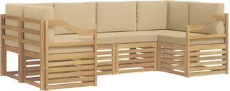 vidaXL Conjunto De Sof&aacute;s De Exterior 6 Uds. Y Beige Poli&eacute;ster Vidaxl