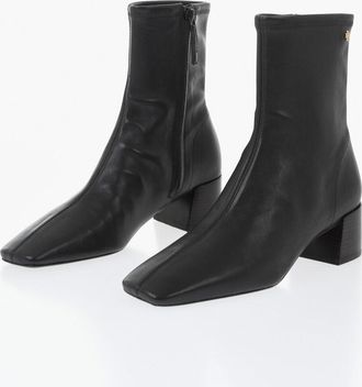 Tory Burch Stivaletti in Pelle con Zip Laterale e Punta Squadrata Tacco 4.5cm Tory Burch