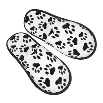 Generic Plush Mens Slipper Paw Print House Slipper Breathable Womens Slippers for Travel Hotels Bedroom M