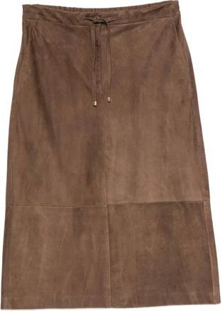 Max Mara Suede Midi Skirt - female - Max Mara - Midi Skirts - Brown - 2XS - Skirts