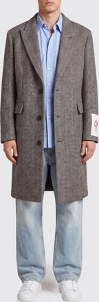 Golden Goose Cappotto lungo monopetto in lana chevron con rever a lancia