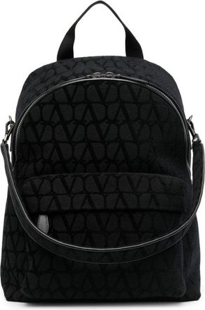 Valentino Garavani Toile Iconographe leather-trim backpack - men - Calf Leather/Fabric - One Size - Black