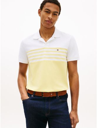Tommy Hilfiger Mens Regular Fit Colorblock Pique Polo - Yellow - XXXL