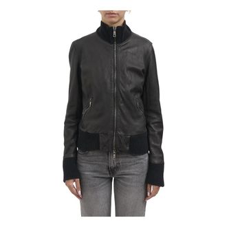 Giorgio Brato Bomber Collo Alto in Agnello Vegetale - - Jackets - Donna - Nero - M