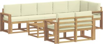 vidaXL Conjunto De Sof&aacute;s De Exterior 9 Uds. Blanco Y Crema Poli&eacute;ster Vidaxl