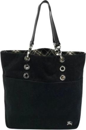 Burberry Pre-owned Tote Bags, female, Black, Size: ONE SIZE Pre-owned Canvas Shoulder Bag