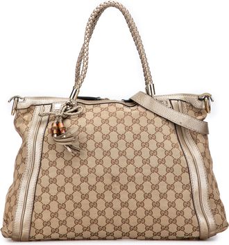 Gucci Pre-owned Womens Babouska Tote Bag - Tan Textile - One Size
