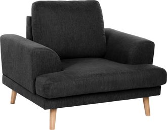 Beliani Sill&oacute;n Estilo Moderno De Tela Reposabrazos Curvados Anchos Sala De Estar Negro Kildal