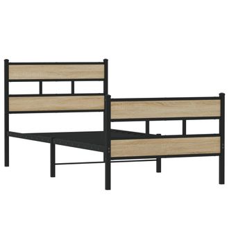 vidaXL Estructura De Cama Sin Colch&oacute;n Metal Roble Sonoma 80x200 Cm Vidaxl