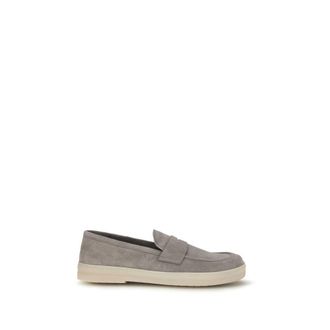 Prada Gray Calf Leather Bos Taurus Slip-On Mens Loafers