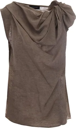 Fabiana Filippi White Solid Cowl Neck Top