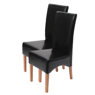 Hhg Hhg - Nunca Usado] Lote De 2 Sillas De Comedor Silla De Cocina Silla Latina, Cuero, Negro, Patas Claras