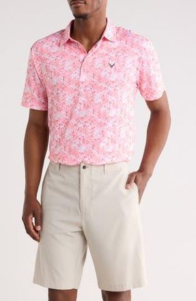 Callaway Tropical Confetti Short Sleeve Polo in Dianthus at Nordstrom Rack, Size Xx-Large