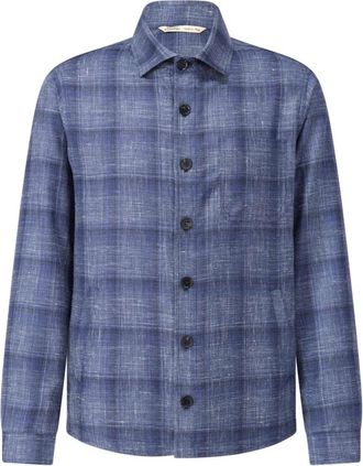 Maurizio Baldassari Wollen Overshirt met Ruitpatroon - Heren - Casual Overhemden - Blauw - 3XL - Wol - Overhemden