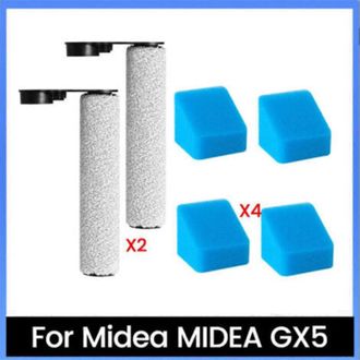 OEM Juego De 6 Repuestos Para La Limpiadora De Suelos Midea Gx5: Accesorios, Rodillo Principal, Filtro Y Esponja