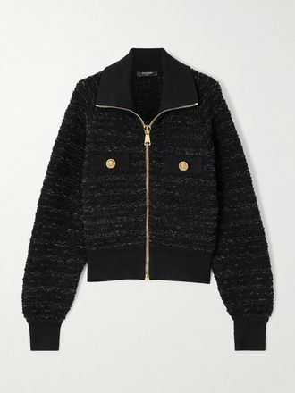 Balmain Bomber In Tweed - Nero