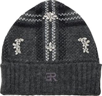 Ermanno Scervino Wool Hat with Crystals - Dames - Hoeden - Grijs - ONE Size - Wol - Accessoires